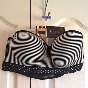 Black and White Striped Wireless Push-Up Bra